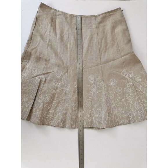 Christopher & Banks‎ Women's Skirt 12 Tan Linen Embroidered Cottagecore Fairy - Picture 9 of 9